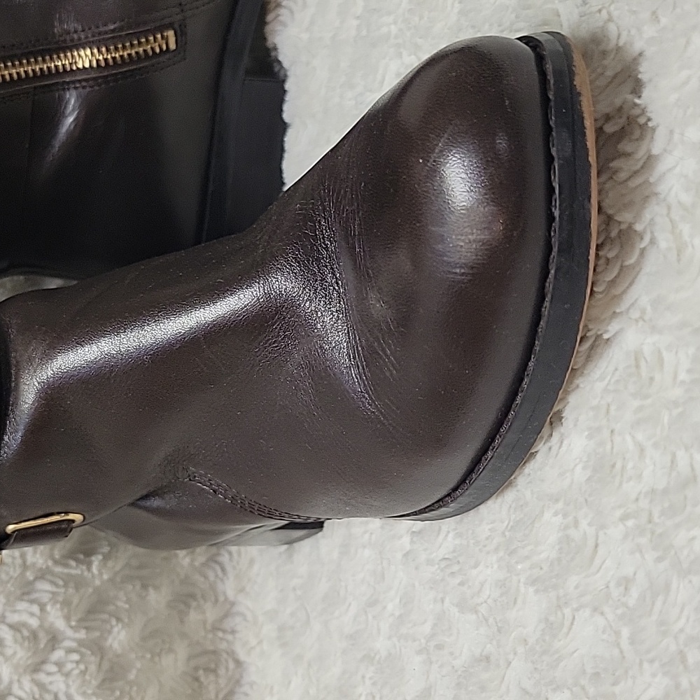 Michael Kors Leather Knee-High Riding Zip-Up Boots in Brown, Size 81/2M - Picture 3 of 5